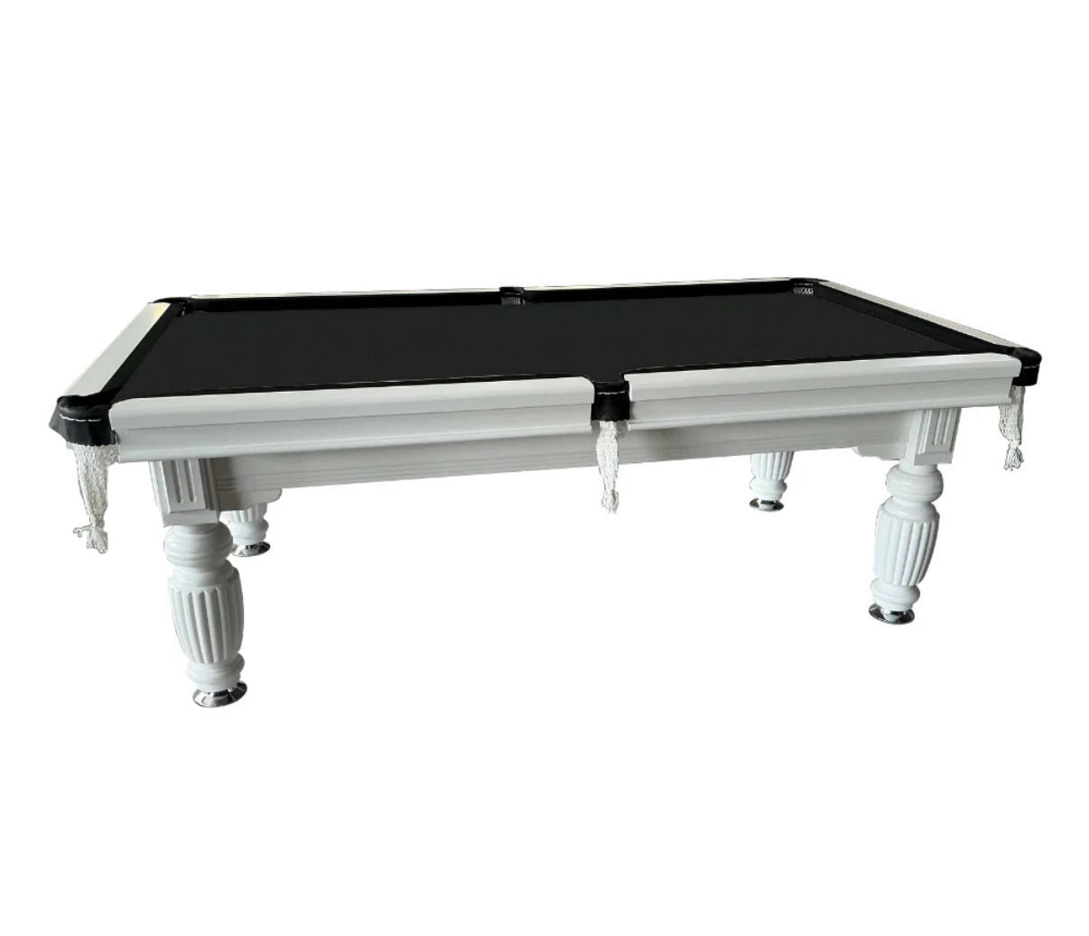 8FT WHITE ON BLACK SLATE POOL TABLE