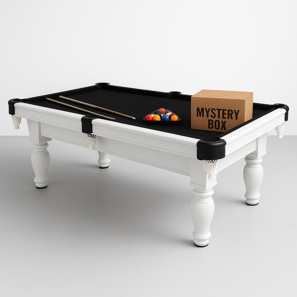 8FT WHITE ON BLACK SLATE POOL TABLE