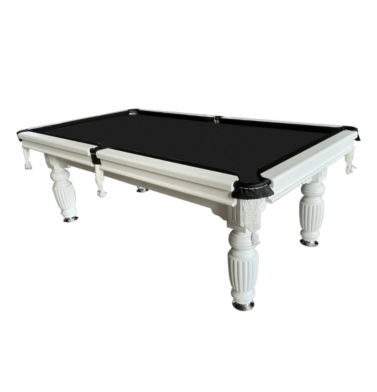8FT WHITE ON BLACK SLATE POOL TABLE
