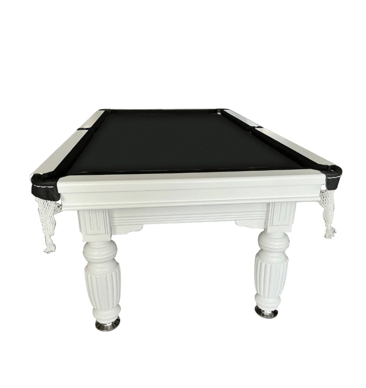 8FT WHITE ON BLACK SLATE POOL TABLE