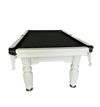 8FT WHITE ON BLACK SLATE POOL TABLE